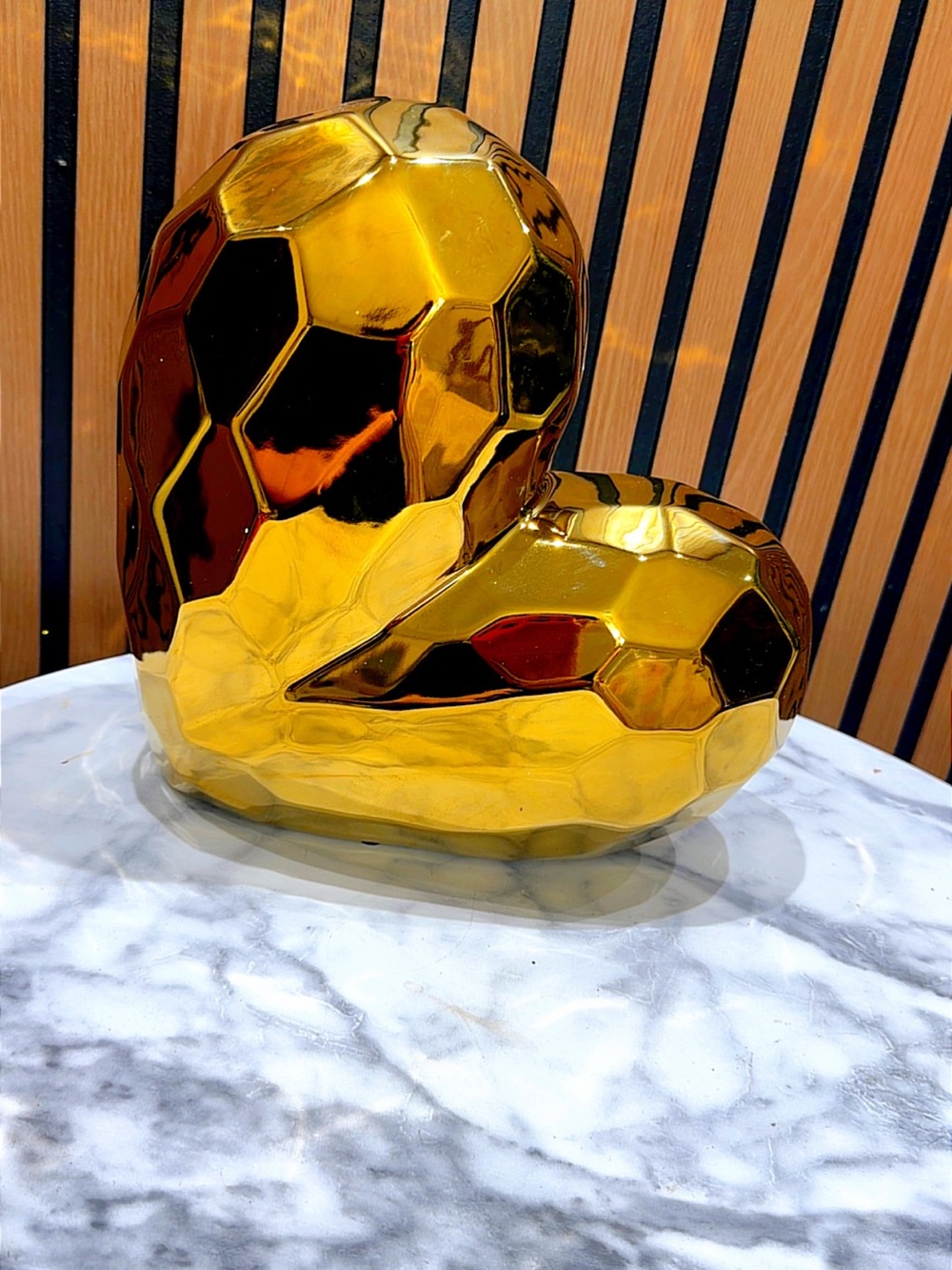 Gold Metallic Faceted Heart Sculptural Accent